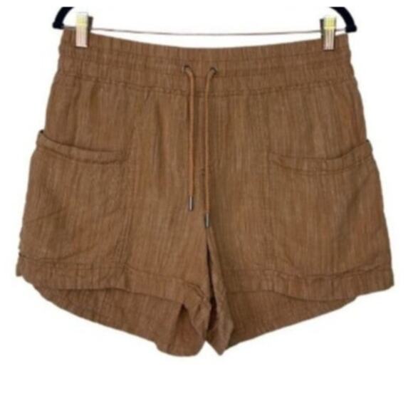 Athleta Cabo Linen 4” Shorts Size 12 Beige Lightweight Beachwear EUC - Picture 3 of 11